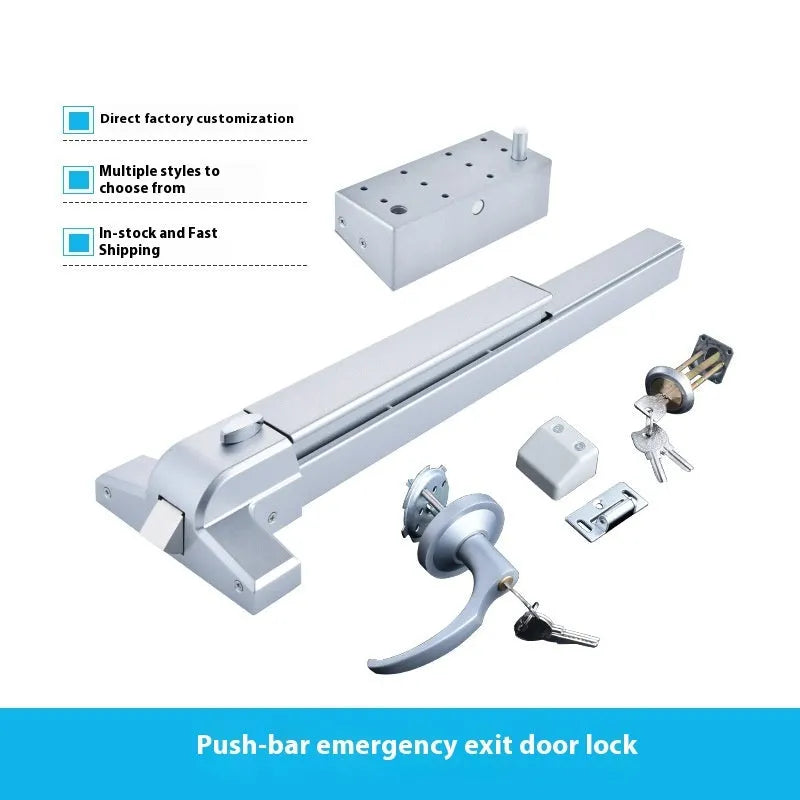 Stainless steel fireproof push lock with external handle for 65cm doors