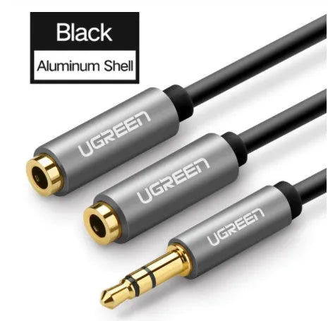 20cm earphone replacement cable with gold-plated 3.5mm connectors in black, grey, or white colour options