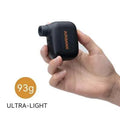 Black mini electric bike pump with USB charging cable and waterproof storage bag for portable bicycle tyre inflation