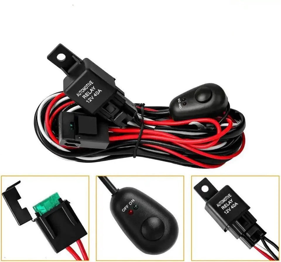 One drag two 2 metre LED roof spotlight wiring harness with silicone cable