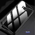 Black anti-peeping magnetic clamshell phone case for Samsung phones shown closed.