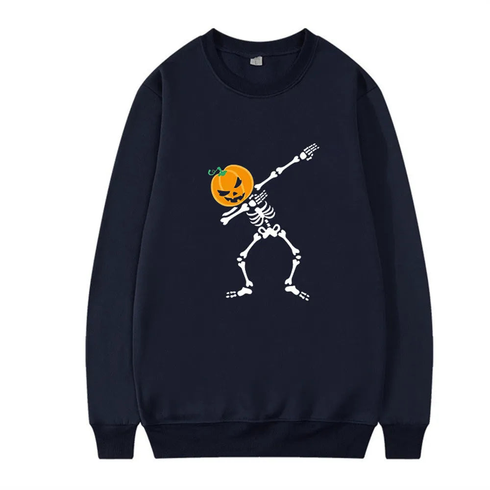 Women's printed long sleeve crew neck cotton blend top in multiple colours on a hanger.