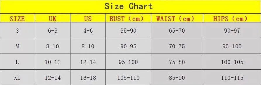 Women's black one-piece polyester swimsuit on a hanger, with alternative yellow and printed styles shown.