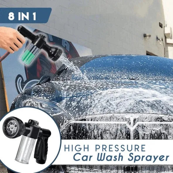 Green high-pressure foam spray gun for car washing with adjustable nozzle and multiple spray patterns
