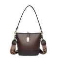Korean style soft PU leather bucket bag with interior organisation compartments and double shoulder straps