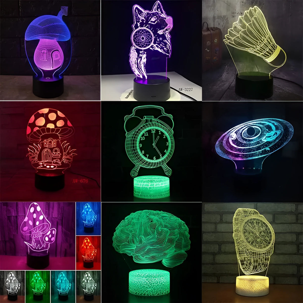 3D colourful touch remote control LED desk lamp with modern minimalist design and USB power connection