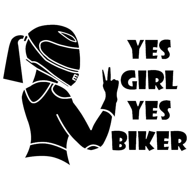 Cool Girl Rider waterproof vehicle sticker in black, white and laser colours measuring 16cm by 15cm