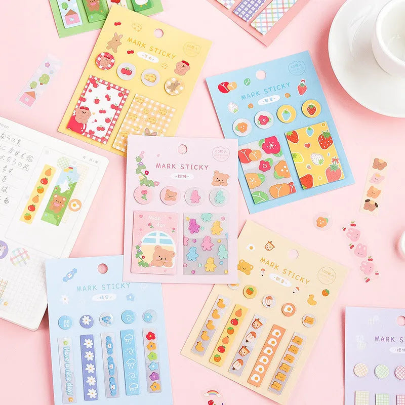 PVC index stickers for study notes in 12 decorative styles measuring 15x50mm