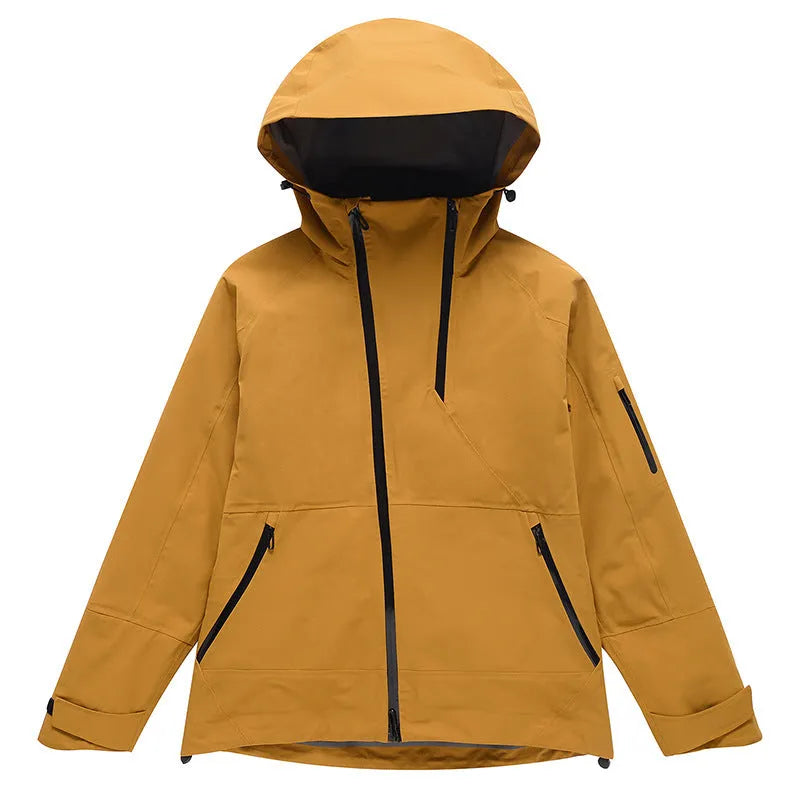 Model 2417 thin windproof waterproof ski suit for men and women in yellow colour