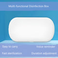 White ABS plastic UV steriliser box with wireless charging for phones and jewellery.