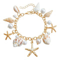 Women's summer beach waist chain and bracelet set with star design in alloy metal