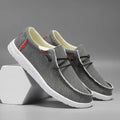Men's laceless canvas shoes in black, grey, blue, or beige, low top with elastic band, sizes 40-48