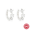 Sterling silver geometric stud earrings with small round diamond design in gold and silver finishes