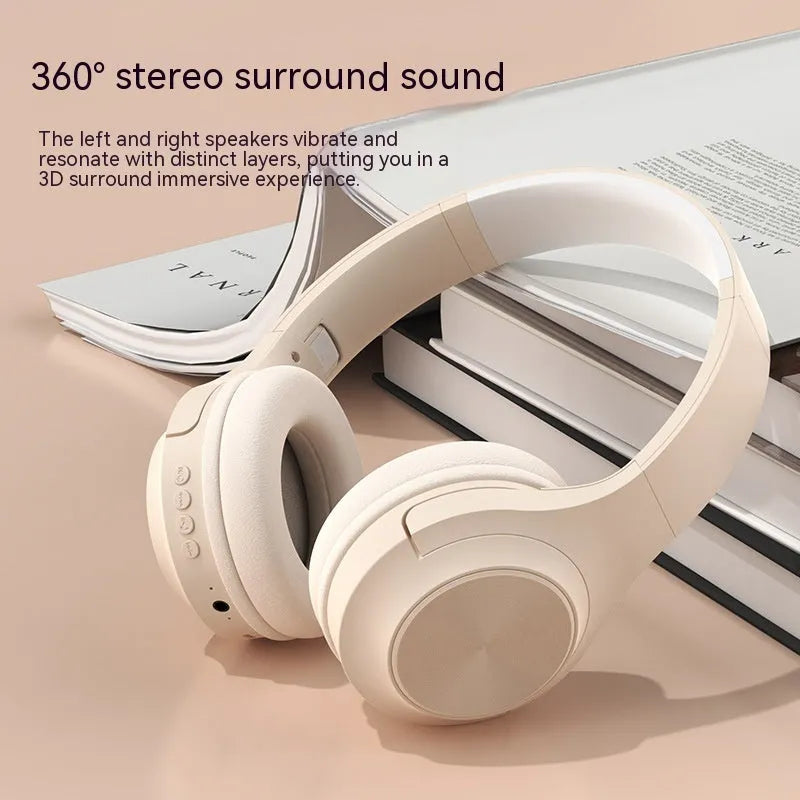 Wireless Bluetooth headset in ivory white, chalk black, or youth green colours showing head-mounted design and plastic construction