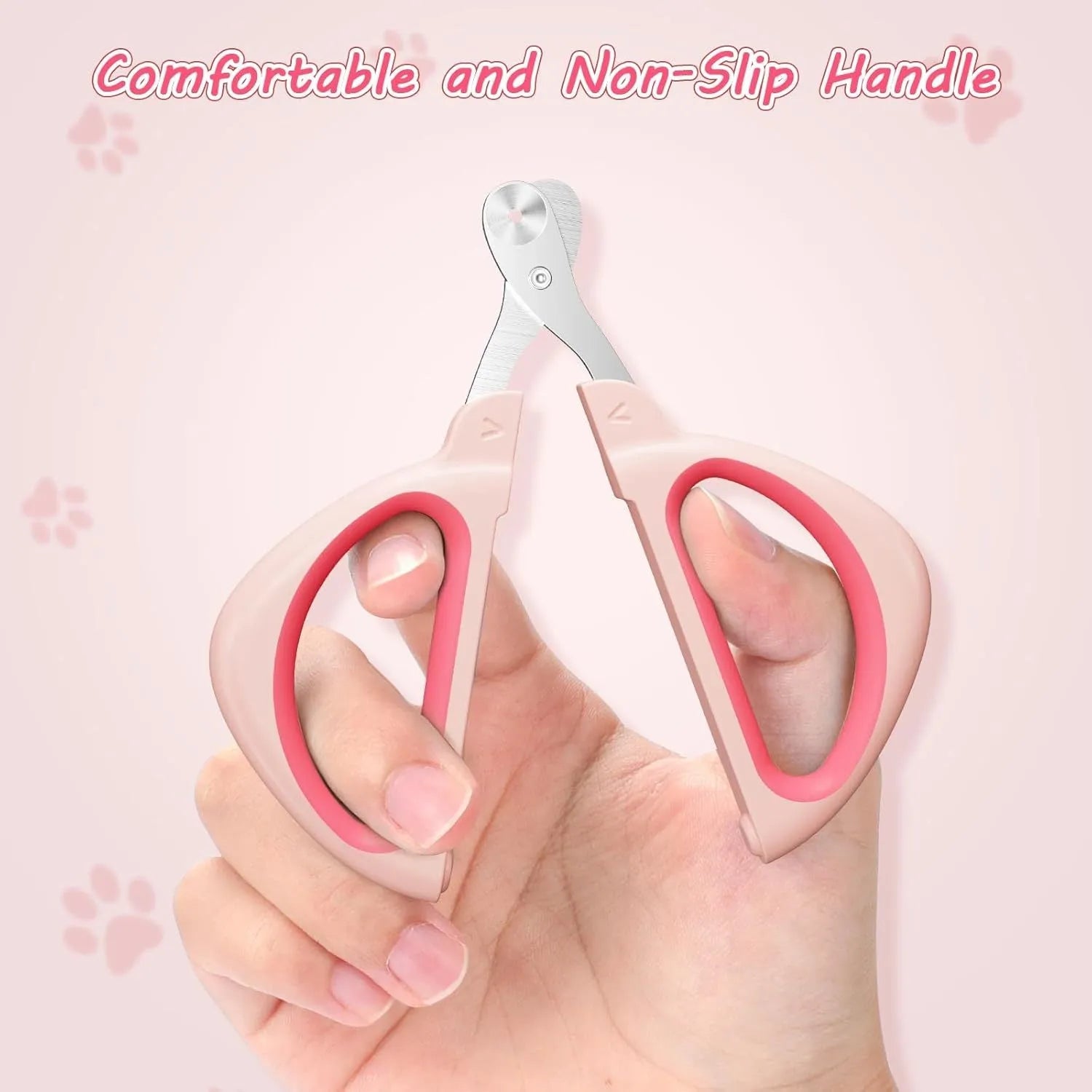 Blue cat nail clipper with a round positioning hole and non-slip handle on a white background.