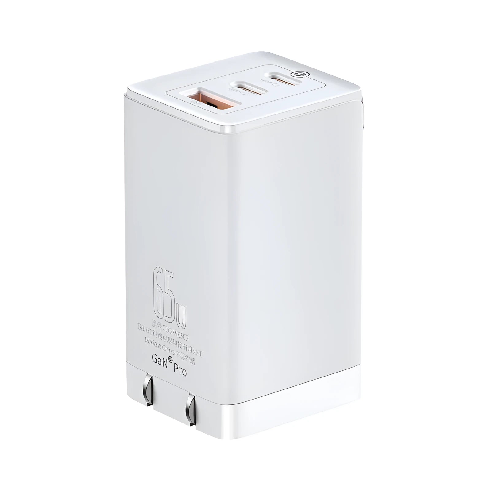 White dual USB and Type-C car charger adaptor with indicator light for 12V vehicle charging