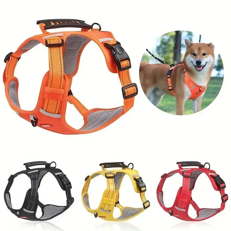 Adjustable dog chest harness and leash set in multiple colours and sizes