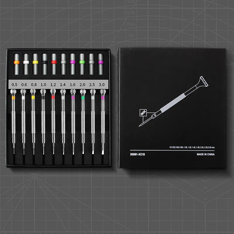 10-piece manual screwdriver repair kit for watches and glasses with spare drill bits