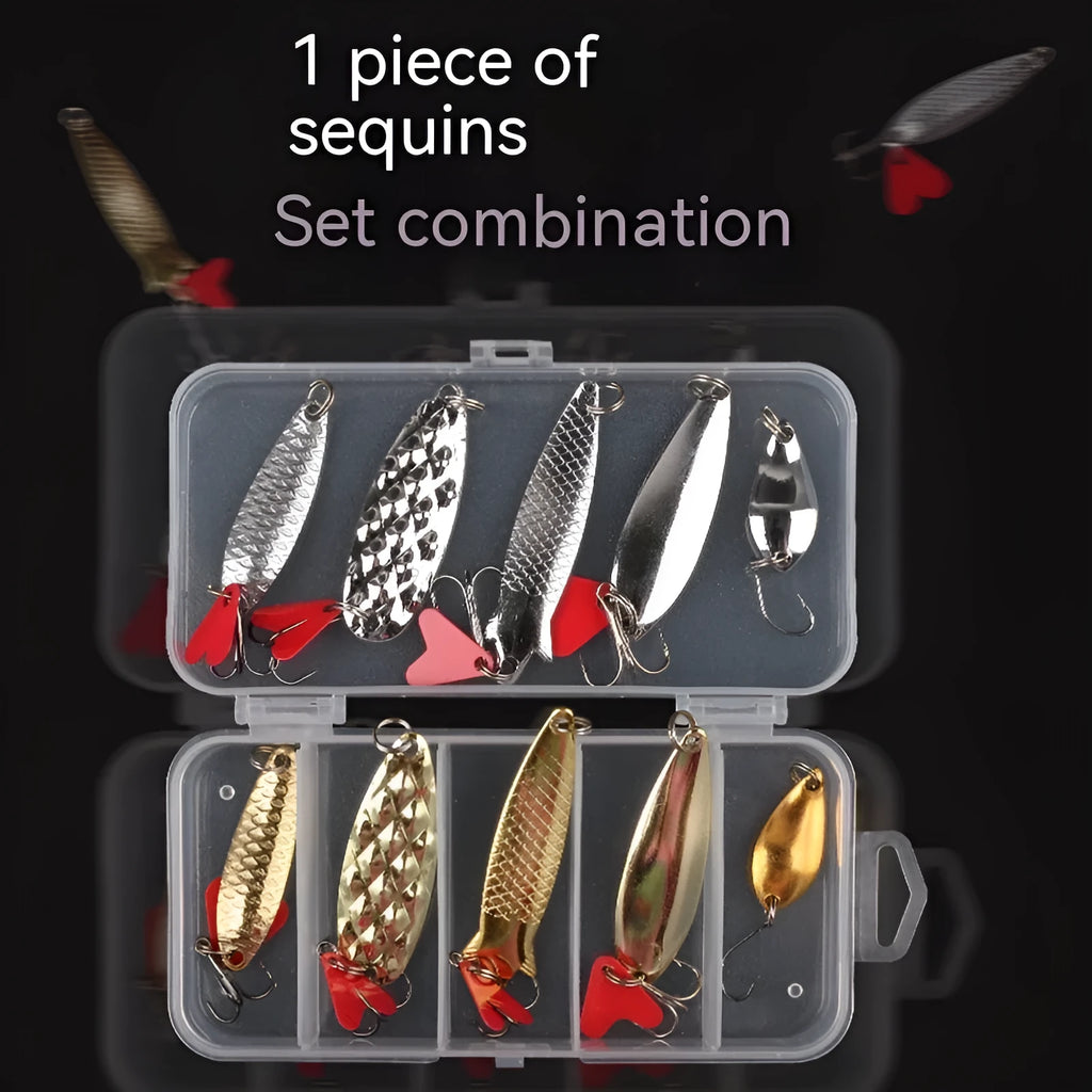 Metal pineapple-shaped fishing lure sequins in gold and silver colours for bait making