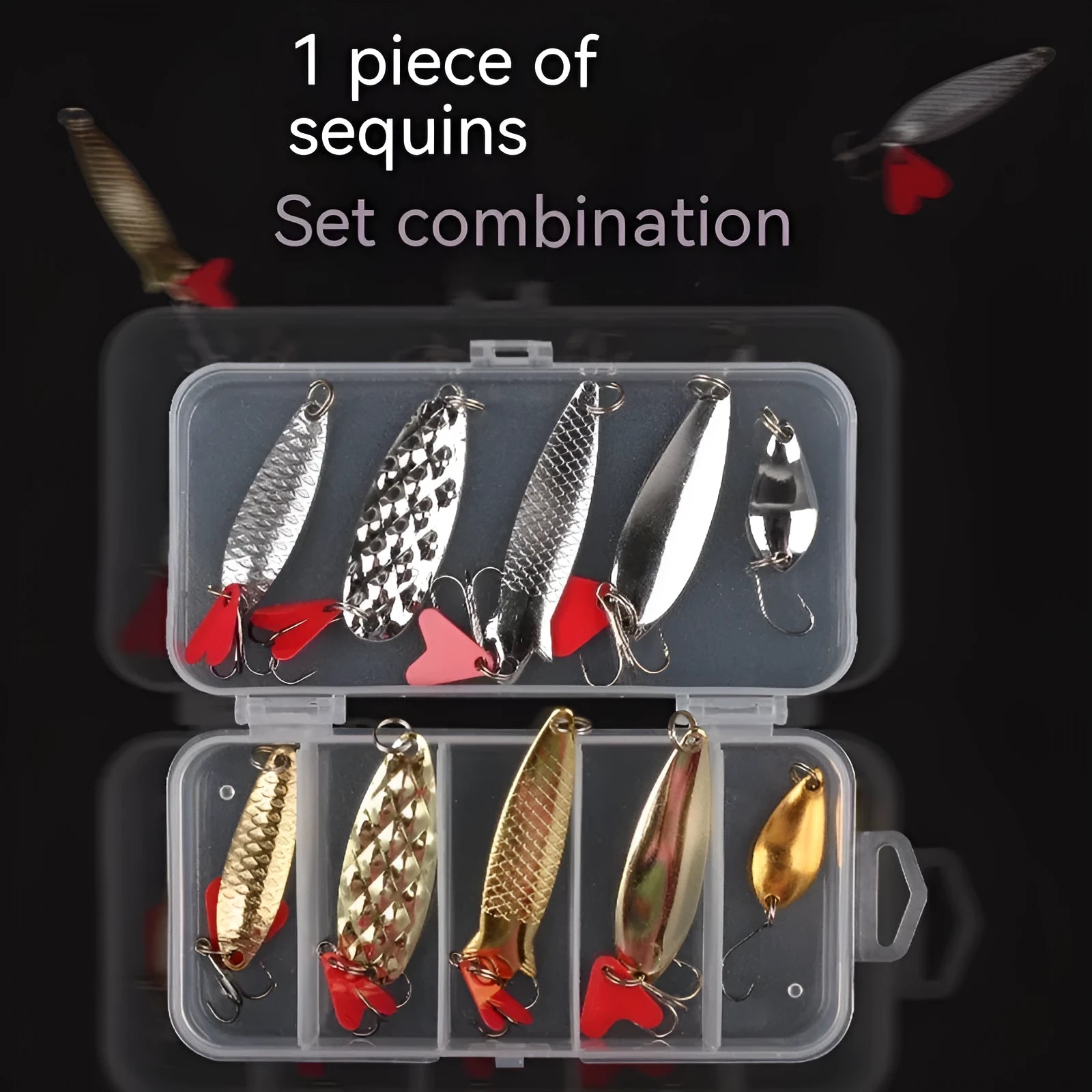 Metal pineapple-shaped fishing lure sequins in gold and silver colours for bait making