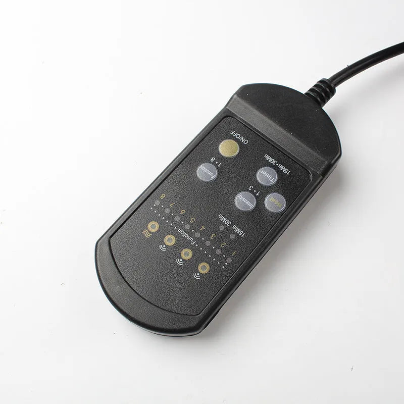 Black heating massage mat with infrared physiotherapy function and variable speed control