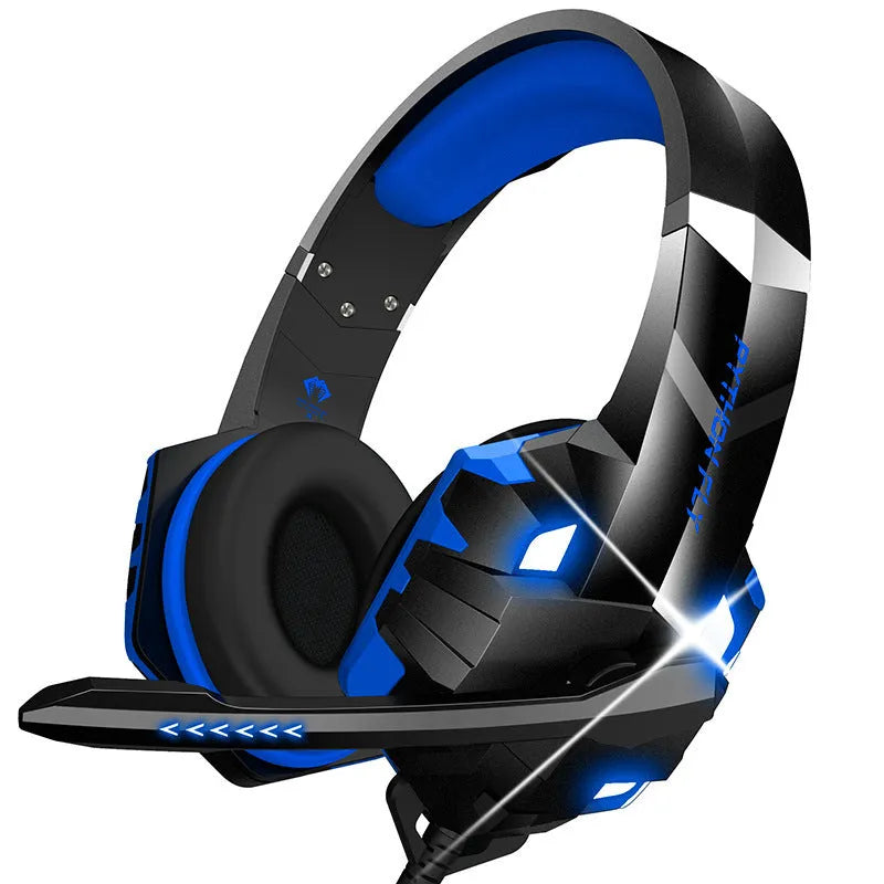 Wired gaming headset with microphone and breathing light in multiple colours