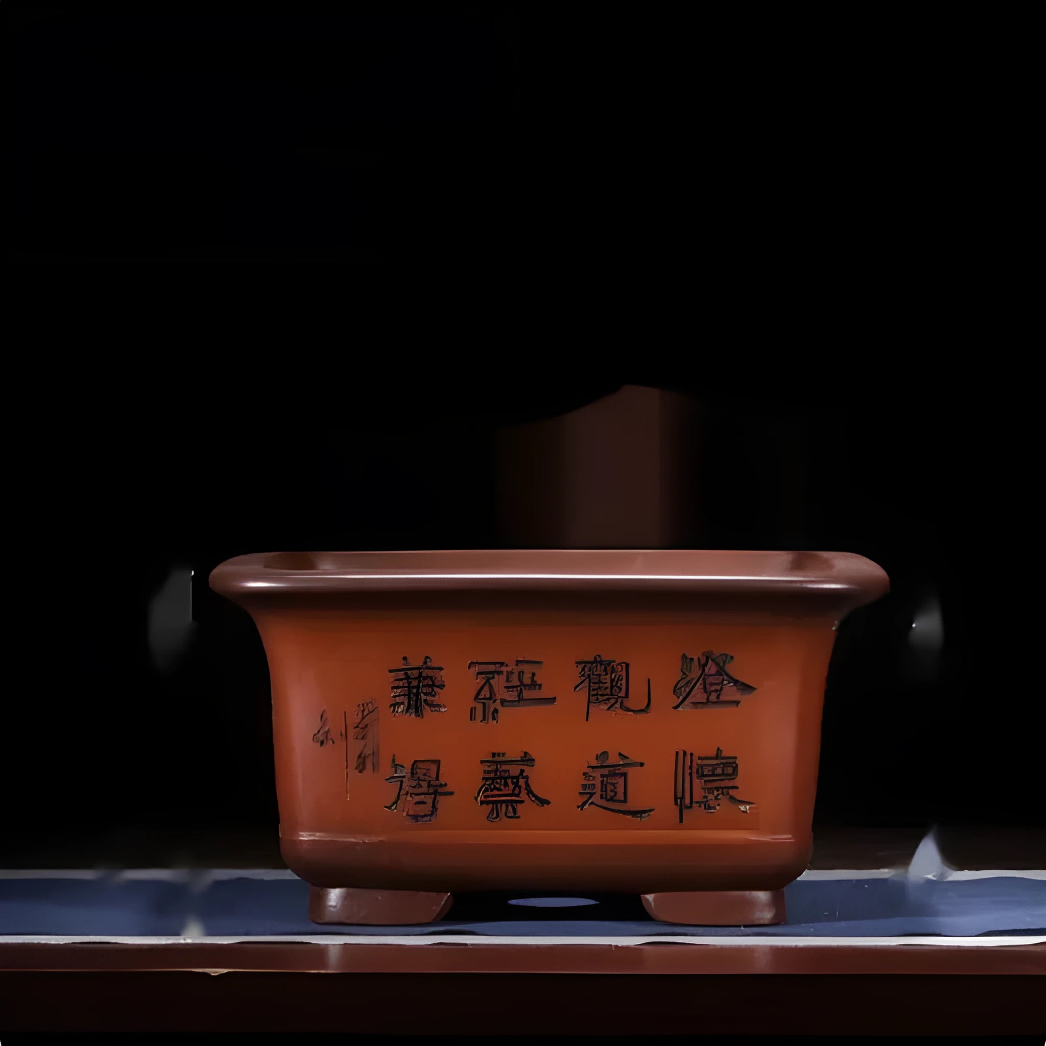 Large antique Chinese style purple clay flower pot for indoor plants and bonsai trees