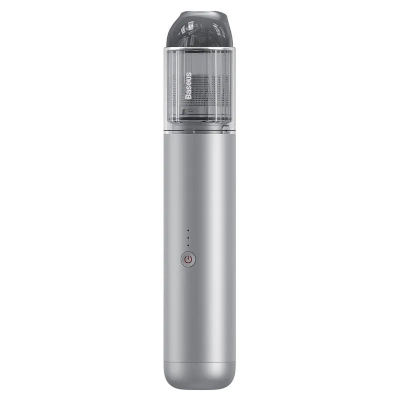 Black BASEUS A3 wireless car vacuum cleaner with cylindrical design and Type-C charging port.