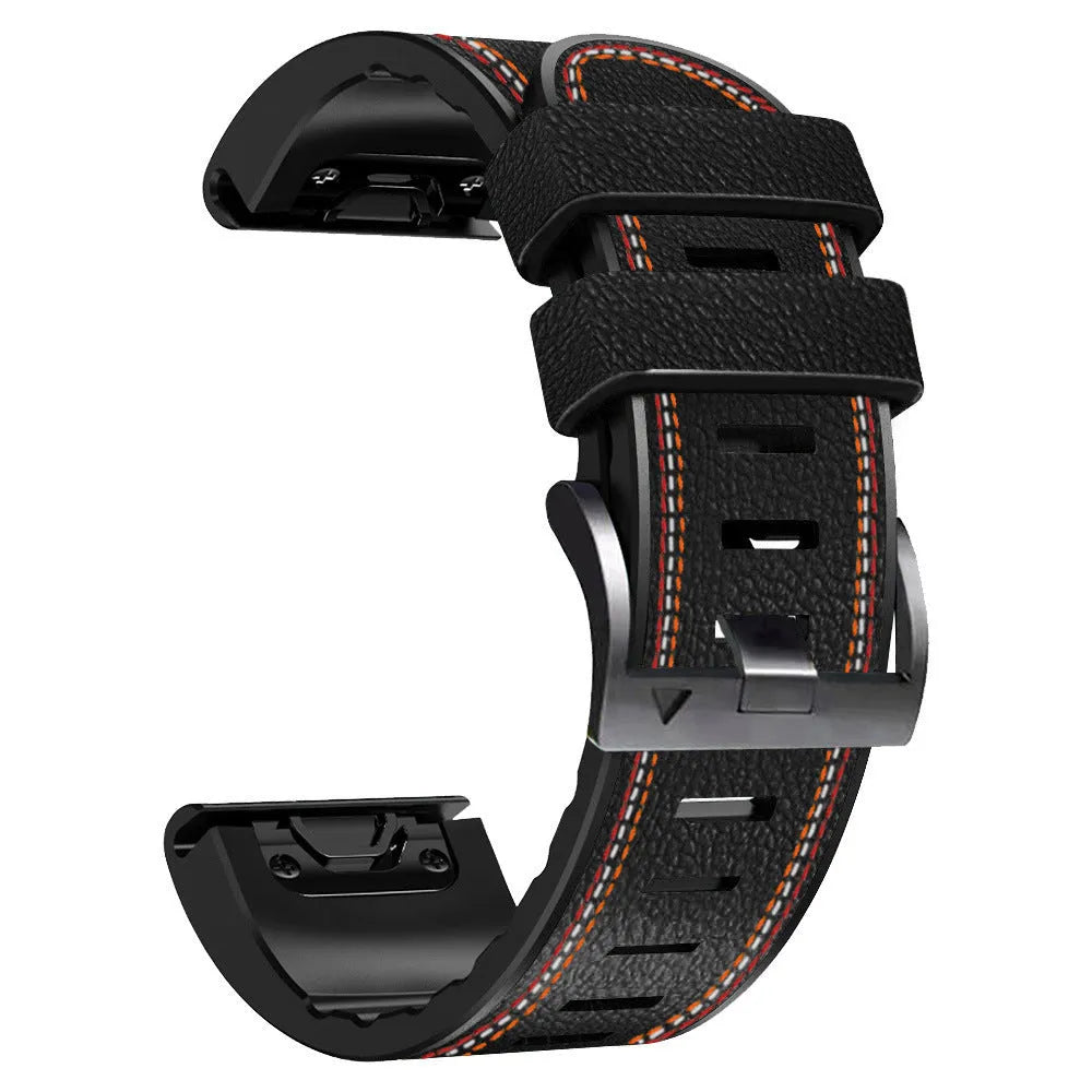 Silicone skin patch quick release watchband in black and brown for Garmin Fenix 7X 6X 5X series