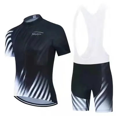 Cycling jersey and pants set for summer riding with moisture management properties