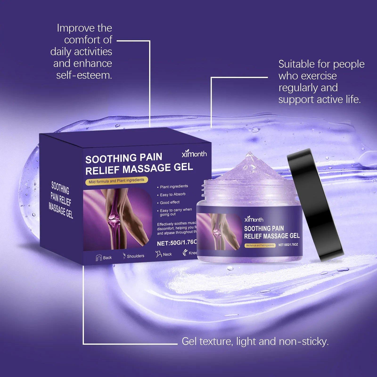 50g tube of body joint care gel for universal skin type application