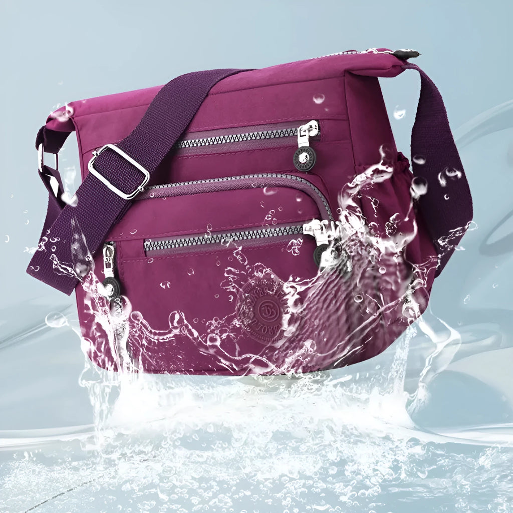Soft nylon messenger bag with shoulder strap in square vertical shape