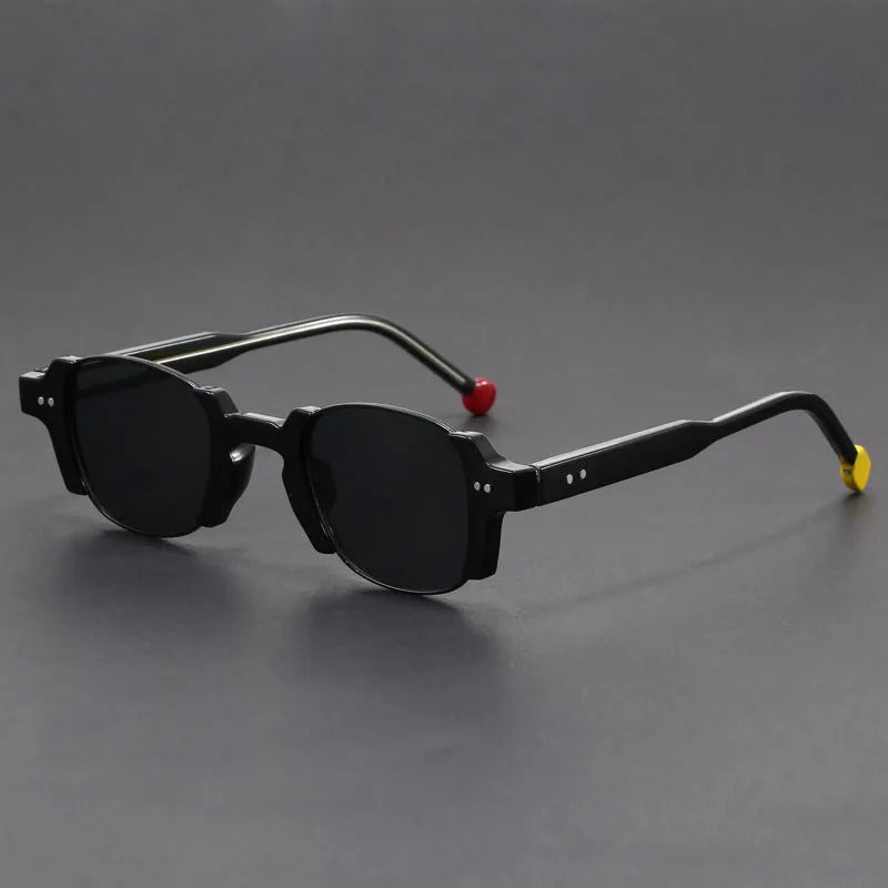 Square frame sunglasses with PC frame and AC lenses, shown in one of six colours for sun protection and fashion wear