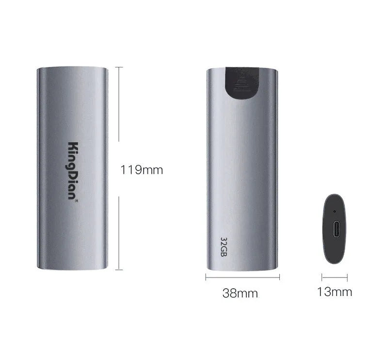 Grey portable SSD external hard drive with USB 3.0 interface for mobile phone and computer connection