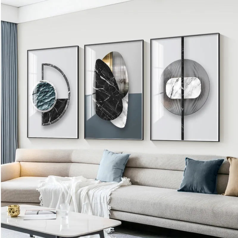 Abstract geometric design printed on a canvas wall painting poster.