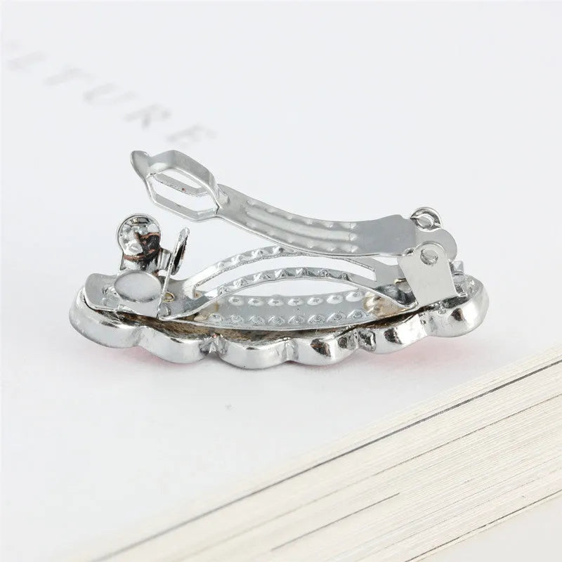 3cm rhinestone alloy peach heart barrette in white, pink, or blue for children's hair or pet ornaments