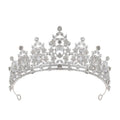Baroque style crown headdress with rhinestone details in silver or gold alloy finish for bridal use