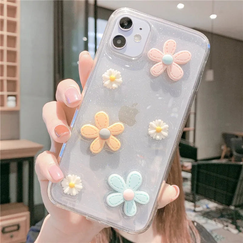 Girl heart design floral soft rubber iPhone case for multiple iPhone models