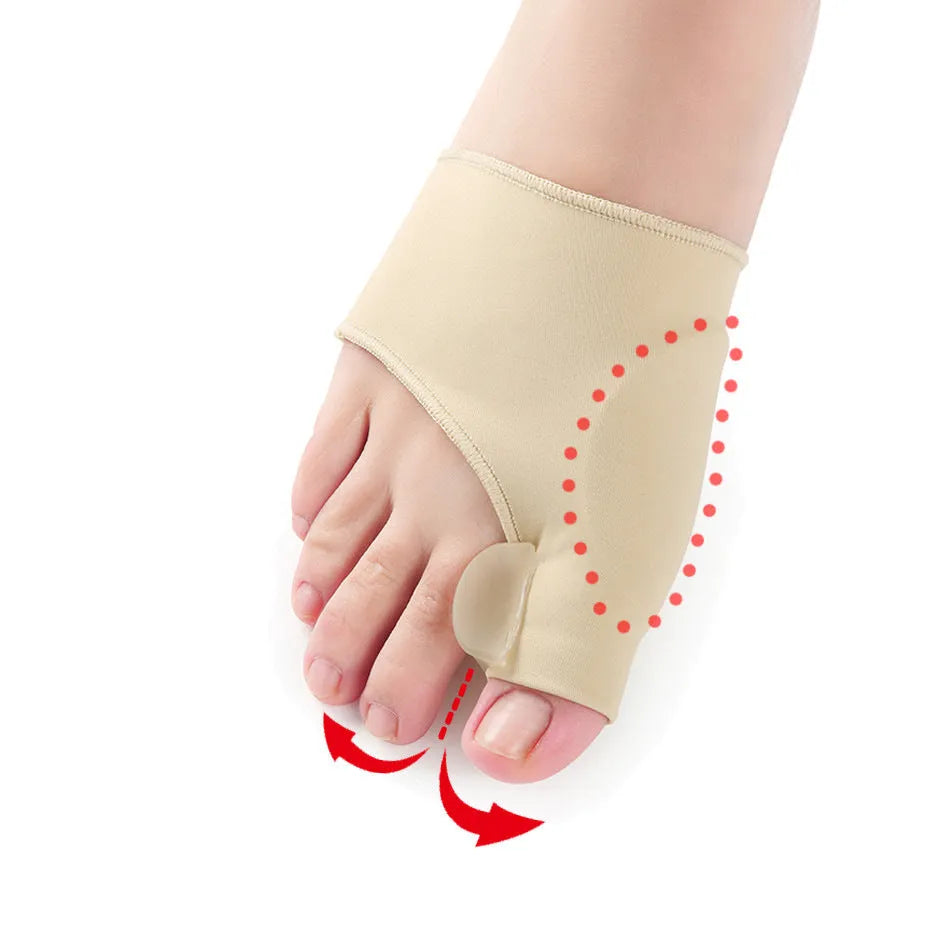 Corrective toe socks with gel bunion pad and silicone toe separator in three sizes