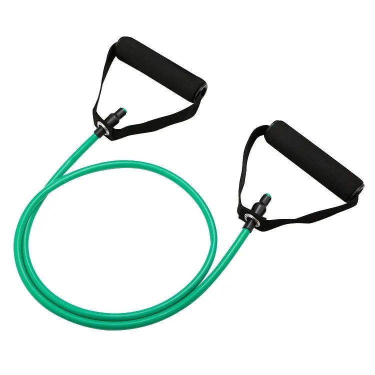 Adjustable chest expander with TPE resistance bands in yellow, green, red, blue, and black colour-coded tension levels