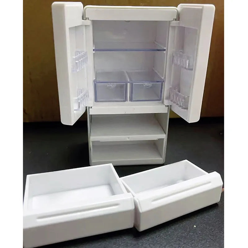 White miniature candy shop plastic model with LED light, 11.4cm tall display piece