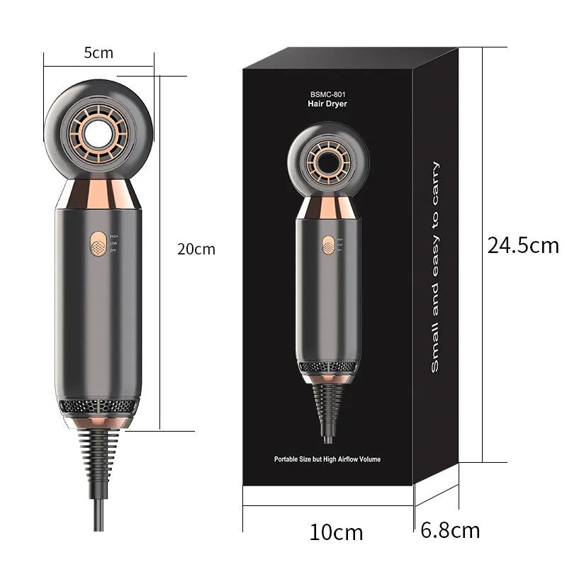 Foldable handle hair dryer with speed controls and hot cold air functions