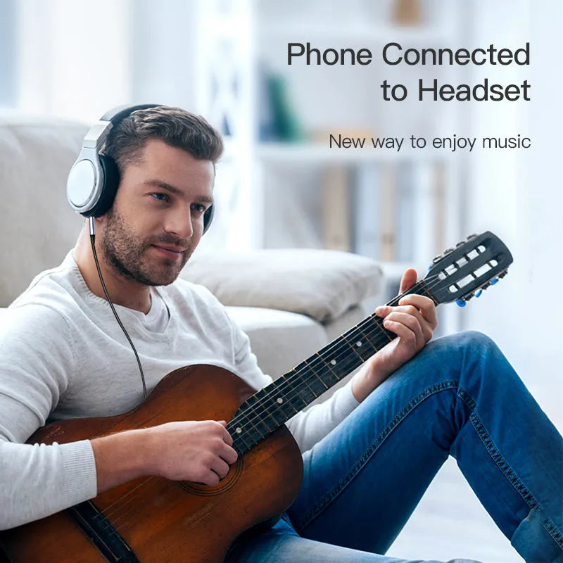 Nylon audio cable headphone cable in black or silver colour with length options for car adapter connections
