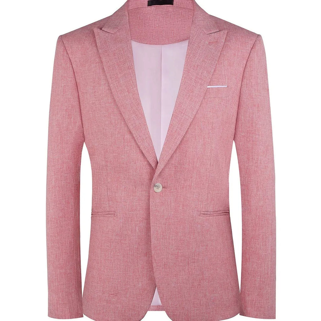 Men's light blue western style suit jacket showing front view with sizing chart