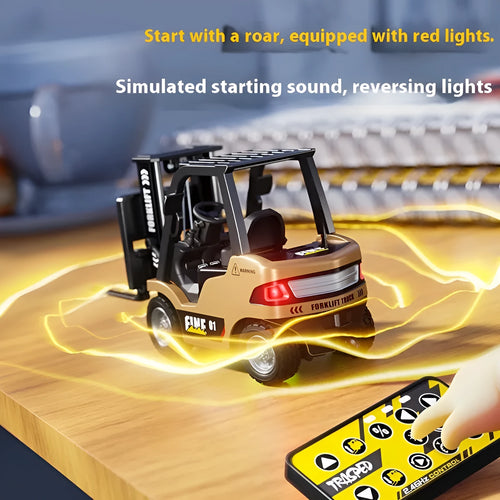 1:64 scale Bluetooth remote control alloy forklift model with obstacle course accessories