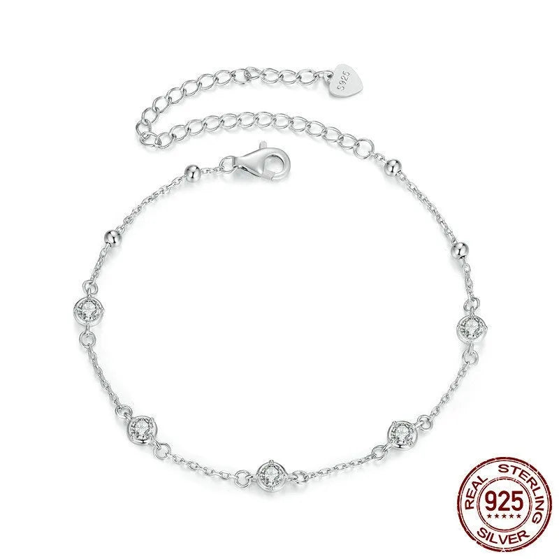 S925 sterling silver bracelet with starry moissanite design and electroplated finish, colour MSB010, single women's bracelet
