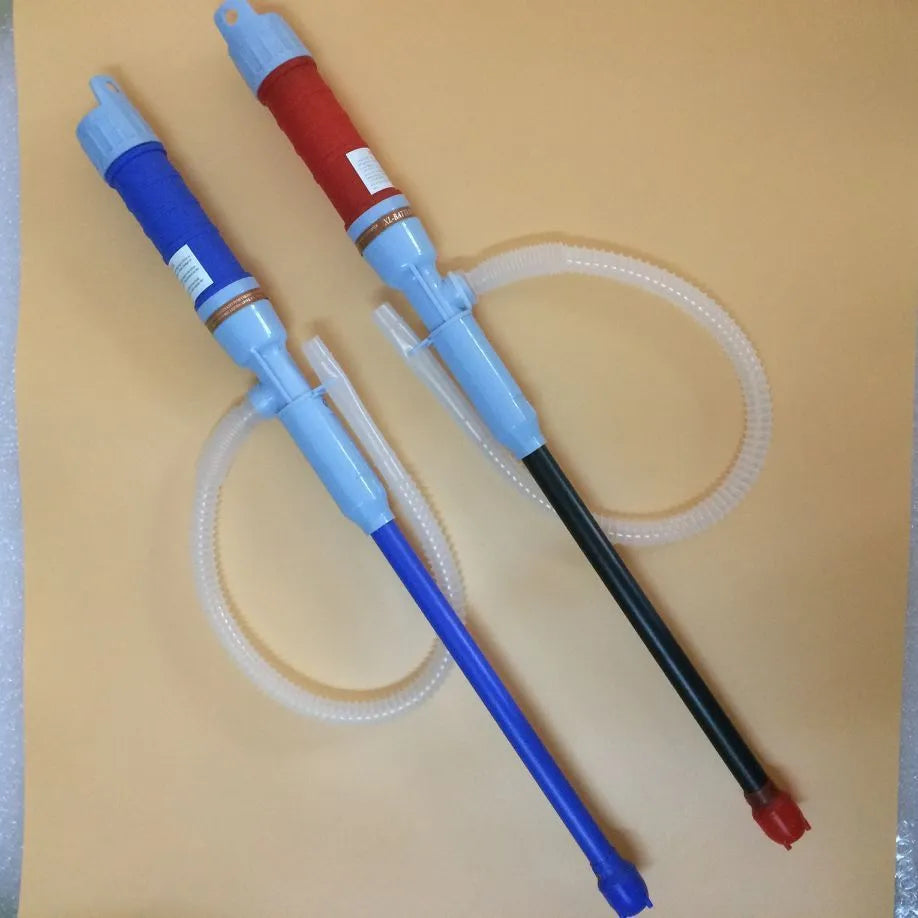 Blue manual siphon pump for fuel oil gasoline and water transfer