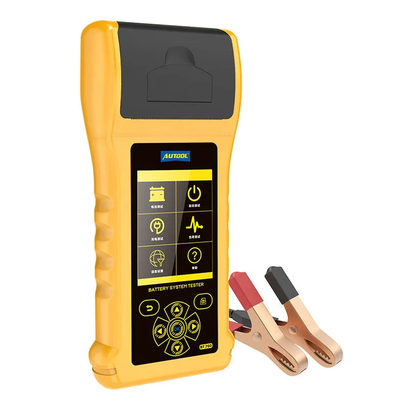Autool BT760 colour screen car battery tester with clip connectors and thermal printer