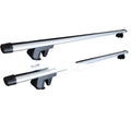 GM SUV alloy roof rack crossbars showing adjustable width between 120cm and 135cm