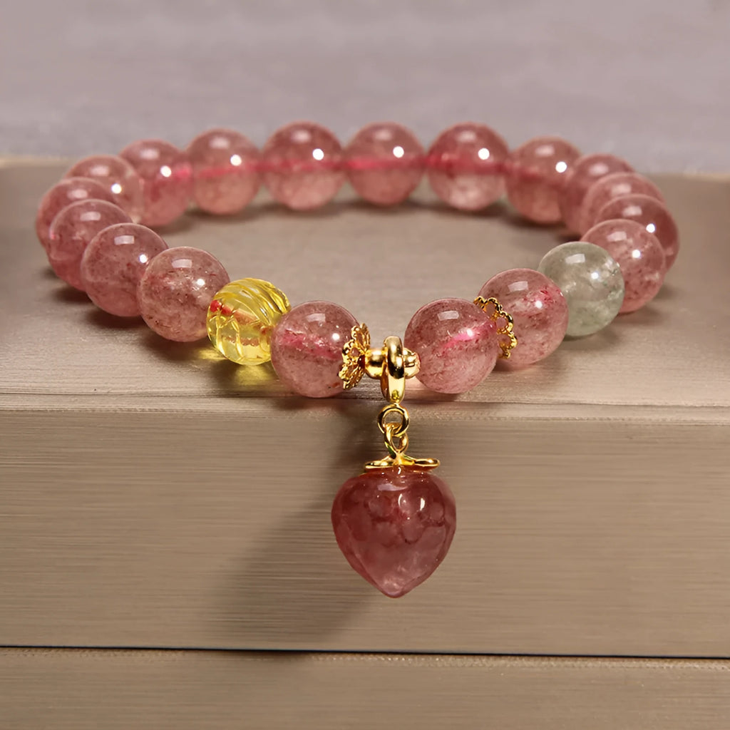 Korean style multi-layer crystal bracelet with natural garnet and assorted gemstone pendants in various colours